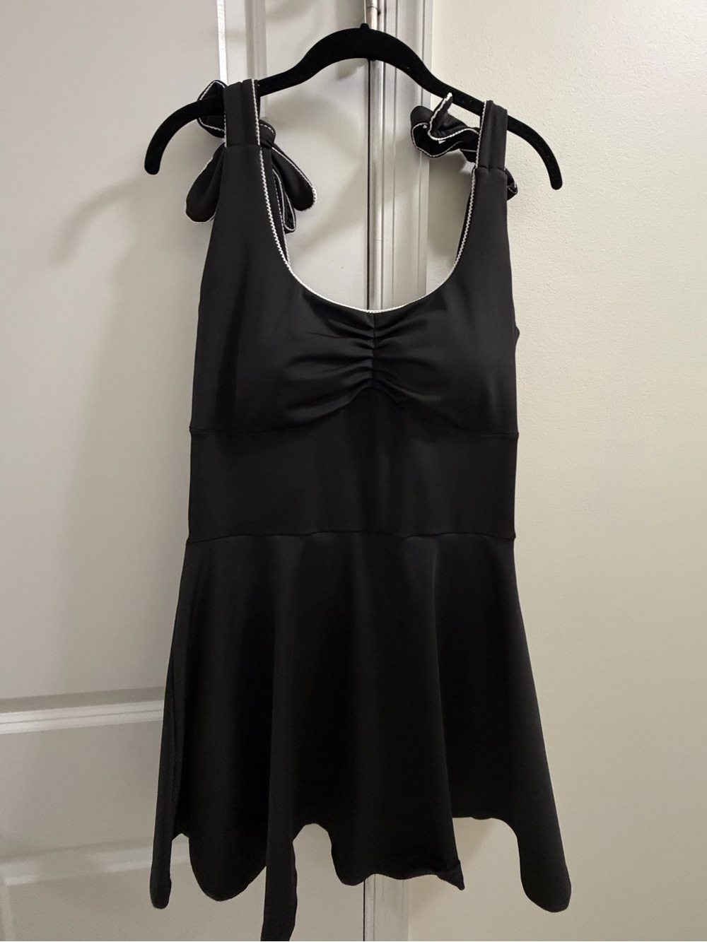 Simply Southern Black Athletic Dress with Bow Shoulder Ties